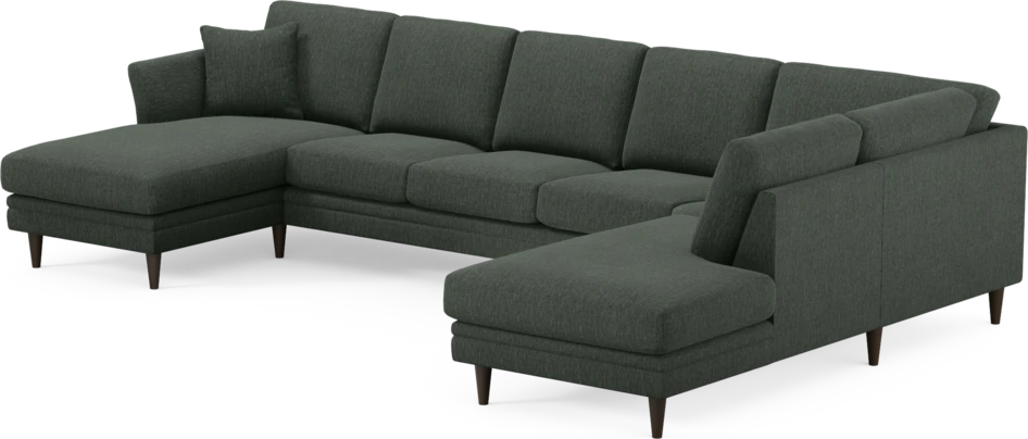 Eden - 3-sits soffa med schäslong vänster och divan höger - Grön