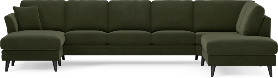 Eden - 3-sits soffa med schäslong vänster och divan höger - Grön
