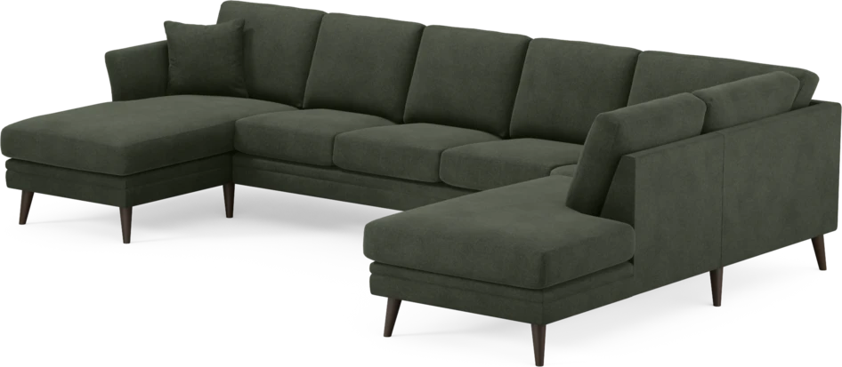 Eden - 3-sits soffa med schäslong vänster och divan höger - Grön