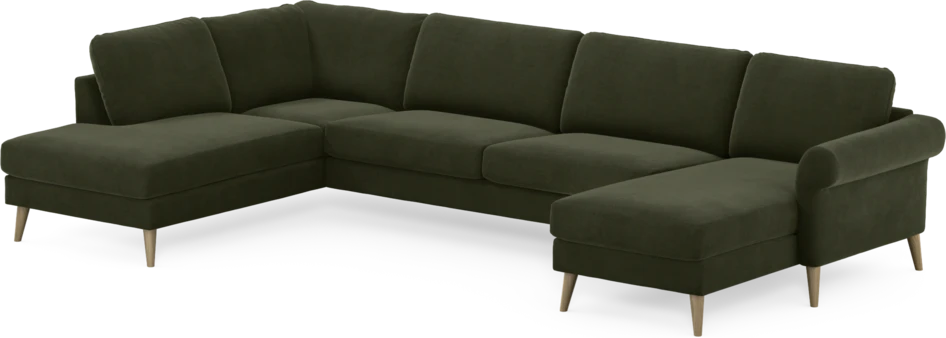 Bridge - 3-sits soffa med divan vänster och schäslong höger - Grön