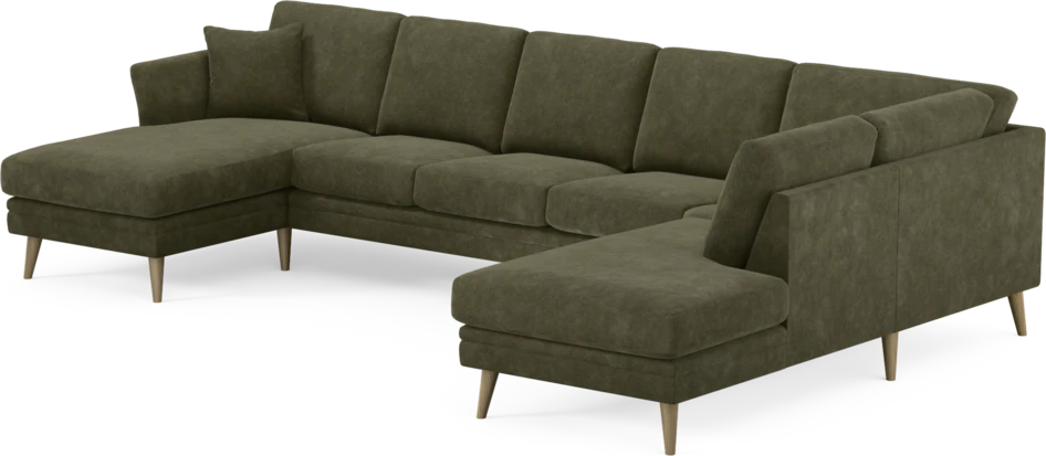 Eden - 3-sits soffa med schäslong vänster och divan höger - Grön