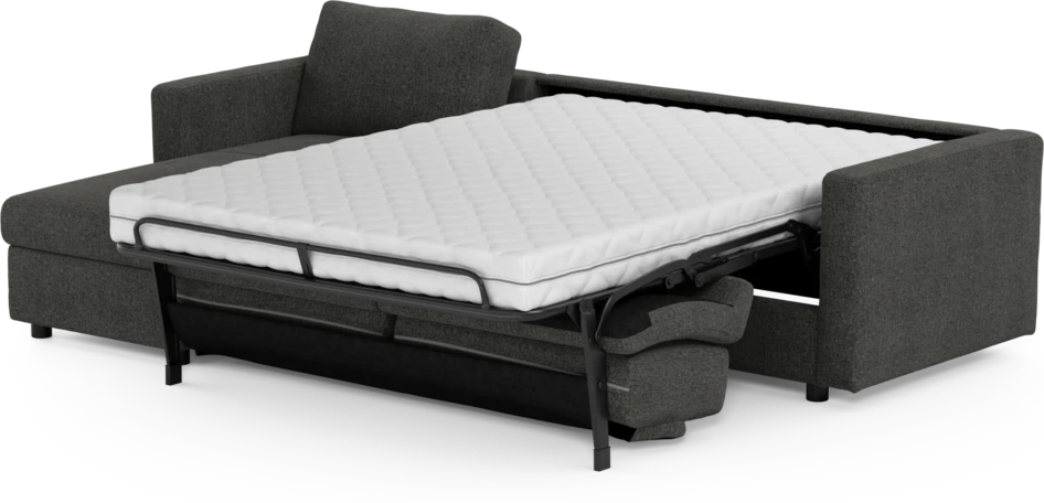 Lindö - Bäddsoffa 2,5-sits med schäslong, vändbar - Svart