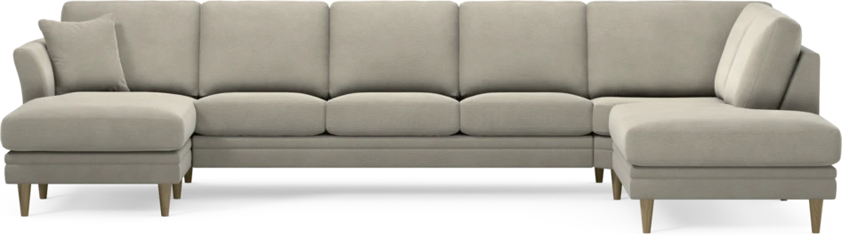Eden - 3-sits soffa med schäslong vänster och divan höger - Brun