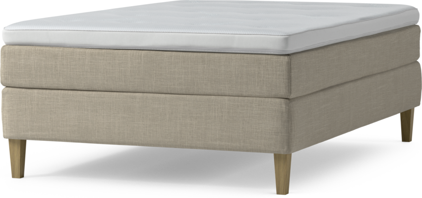 Delux Sense - Kontinentalsäng, enkelsäng 140 cm med bäddmadrass och sängben - Beige