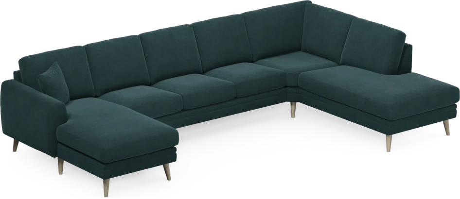 Eden - 3-sits soffa med schäslong vänster och divan höger - Blå