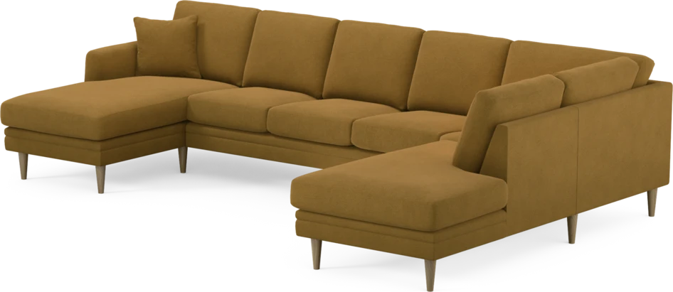 Eden - 3-sits soffa med schäslong vänster och divan höger - Gul