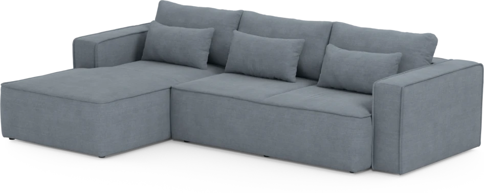 Ide - Bäddsoffa 3-sits med schäslong vänster - Blå
