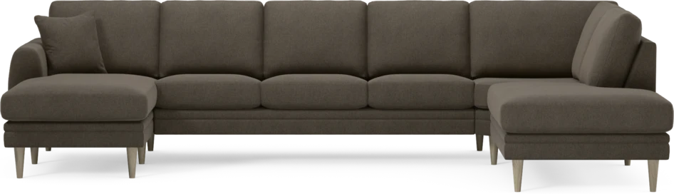 Eden - 3-sits soffa med schäslong vänster och divan höger - Brun