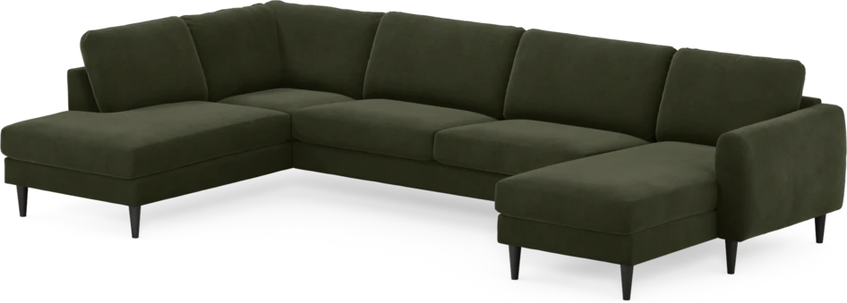 Bridge - 3-sits soffa med divan vänster och schäslong höger - Grön