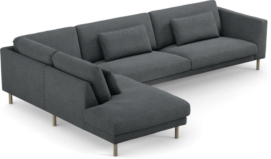 Willow - 4-sits soffa med divan vänster, fast klädsel - Blå