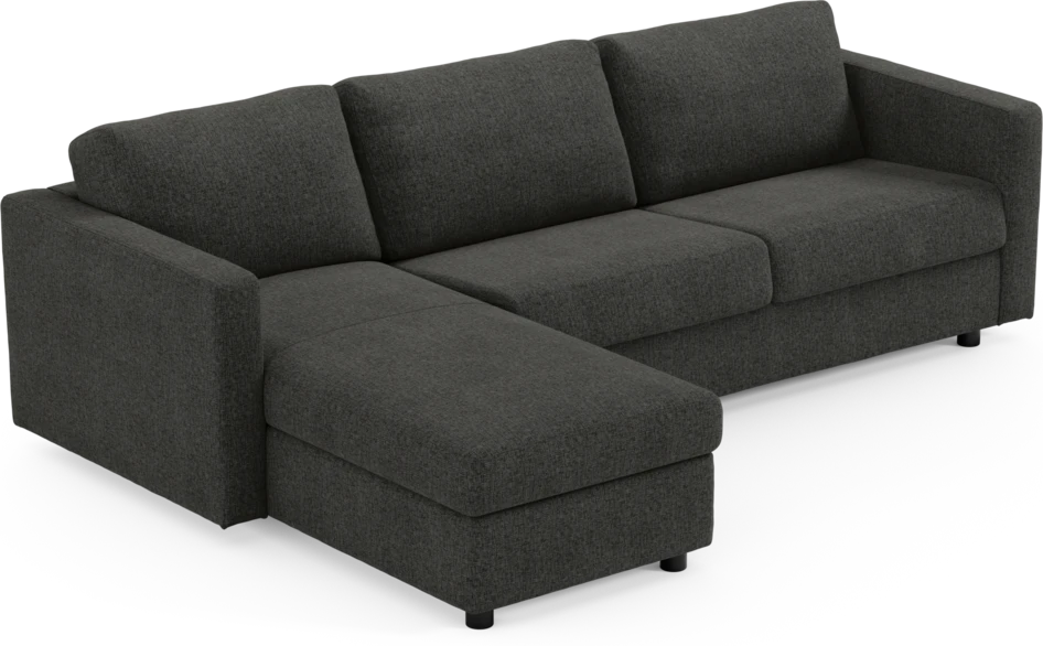 Lindö - Bäddsoffa 2,5-sits med schäslong, vändbar - Svart