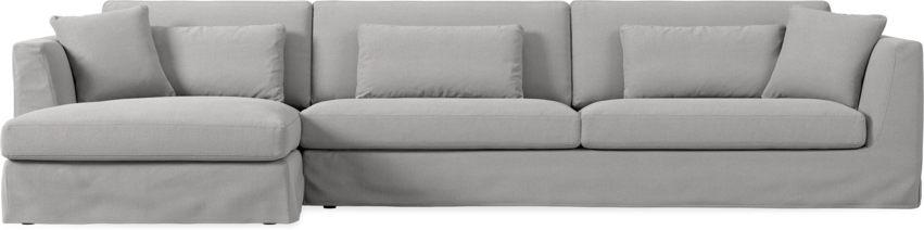 Willow - 4-sits soffa med schäslong vänster, med kappa - Grå