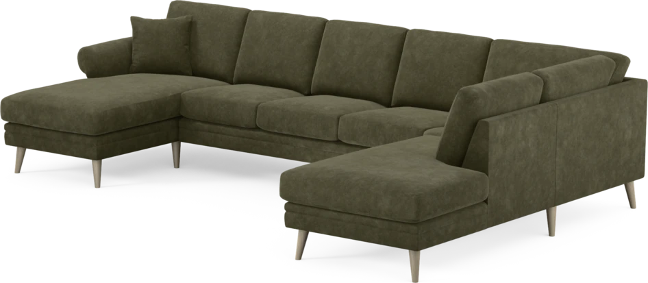 Eden - 3-sits soffa med schäslong vänster och divan höger - Grön