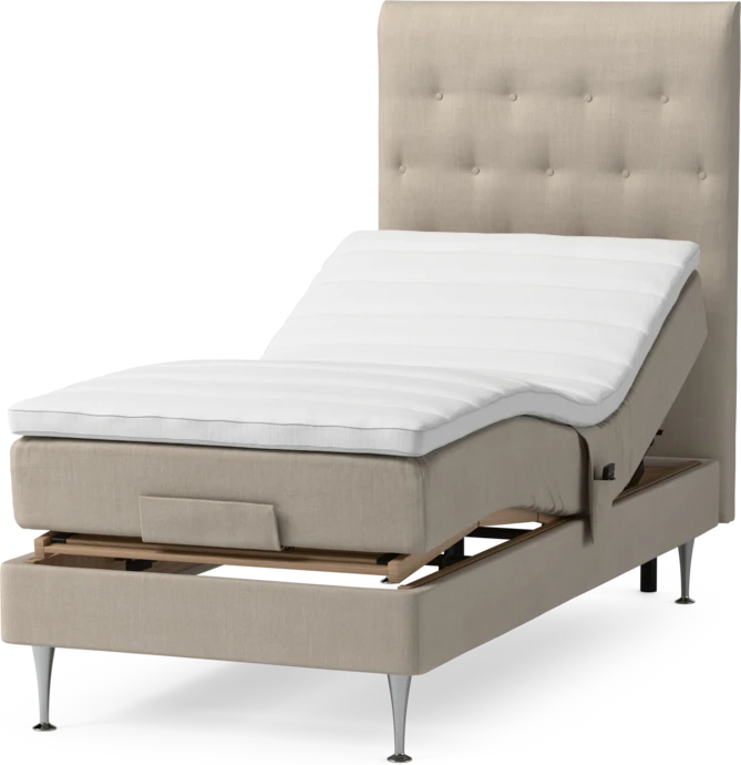 Roma Family, Ställbar säng, enkelsäng med bäddmadrass och sänggavel pikerad, B 90-120