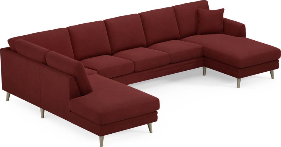 Eden - 3-sits soffa med divan vänster och schäslong höger - Röd