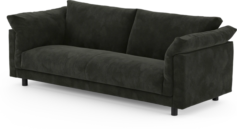 Cherrie - 3-sits soffa, hel dyna, fast klädsel - Svart