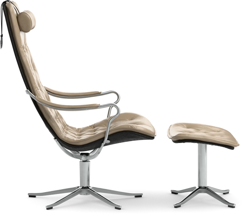Moore - Fåtölj och fotpall - Beige