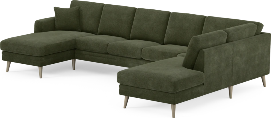 Eden - 3-sits soffa med schäslong vänster och divan höger - Grön