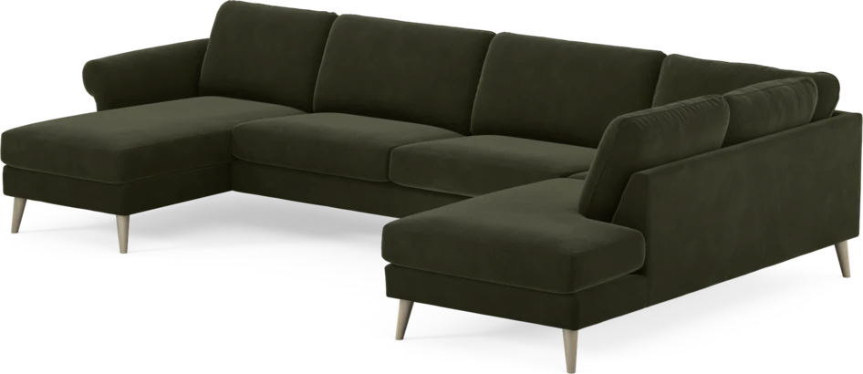 Bridge - 3-sits soffa med schäslong vänster och divan höger - Grön