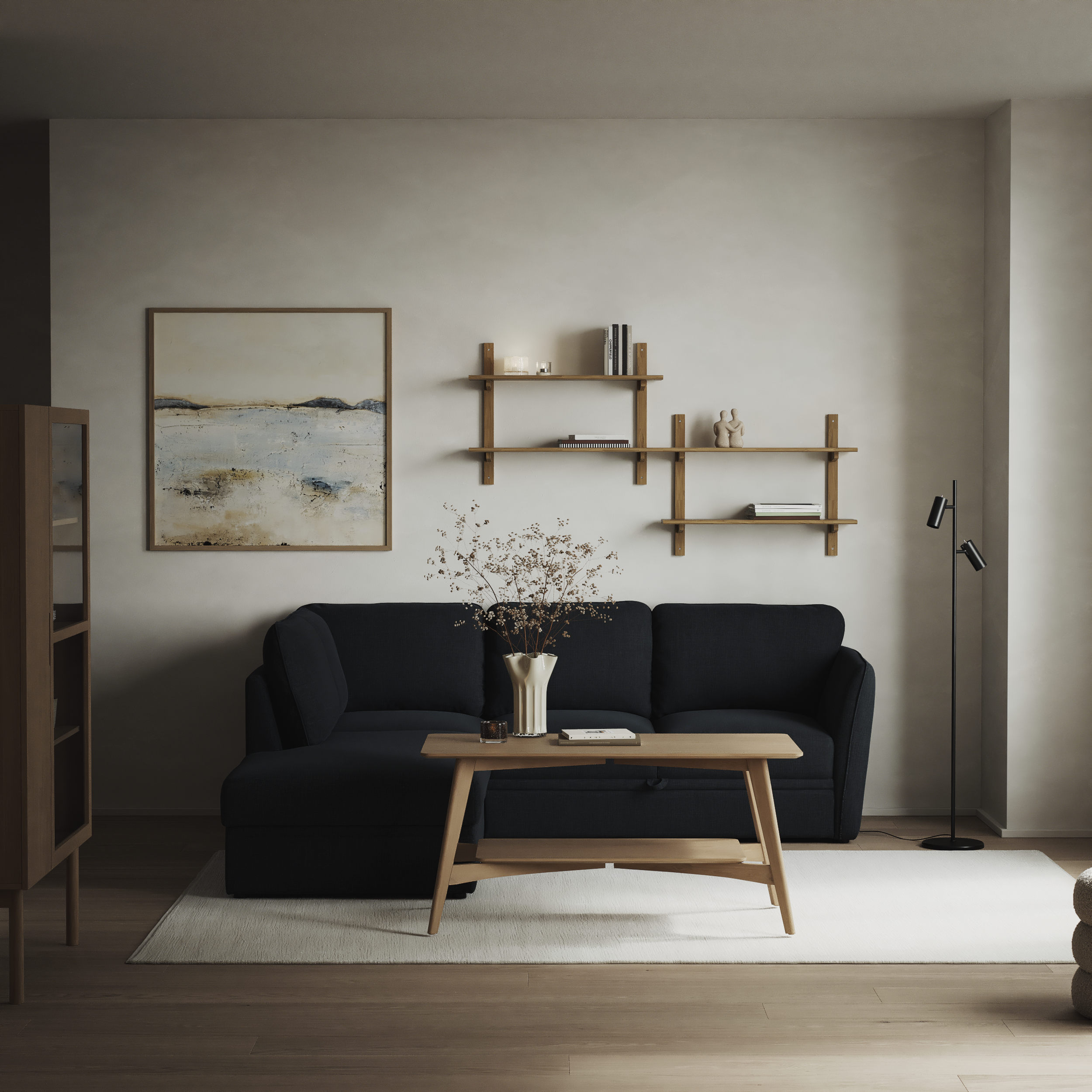 Öland, Bäddsoffa med divan vänster