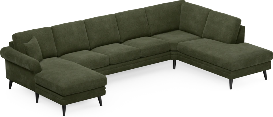 Eden - 3-sits soffa med schäslong vänster och divan höger - Grön
