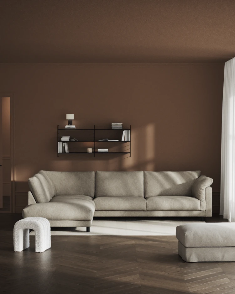 Cherrie - 3-sits soffa med divan vänster, fast klädsel - inspiration