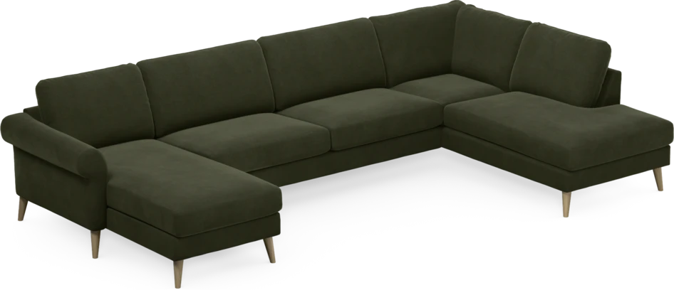 Bridge - 3-sits soffa med schäslong vänster och divan höger - Grön