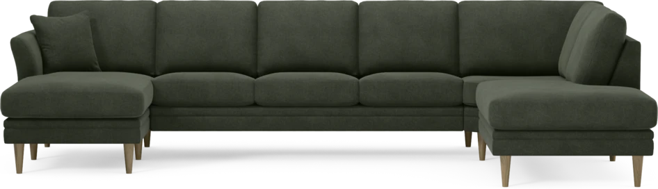 Eden - 3-sits soffa med schäslong vänster och divan höger - Grön