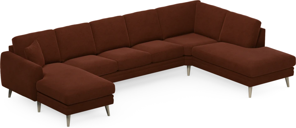 Eden - 3-sits soffa med schäslong vänster och divan höger - Orange