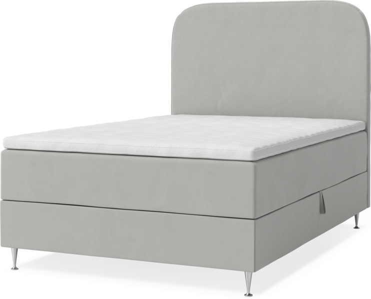 New York - Förvaringssäng, enkelsäng med bäddmadrass, sängben och sänggavel slät - Grå