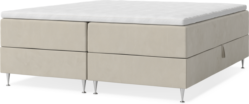 New York - Förvaringssäng, dubbelsäng med bäddmadrass - Beige