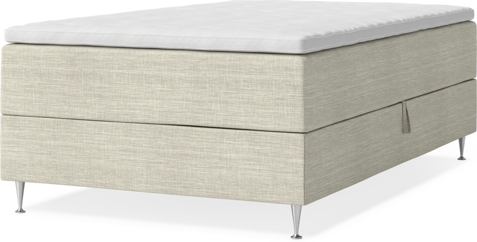 New York - Förvaringssäng, enkelsäng med bäddmadrass och sängben - Beige