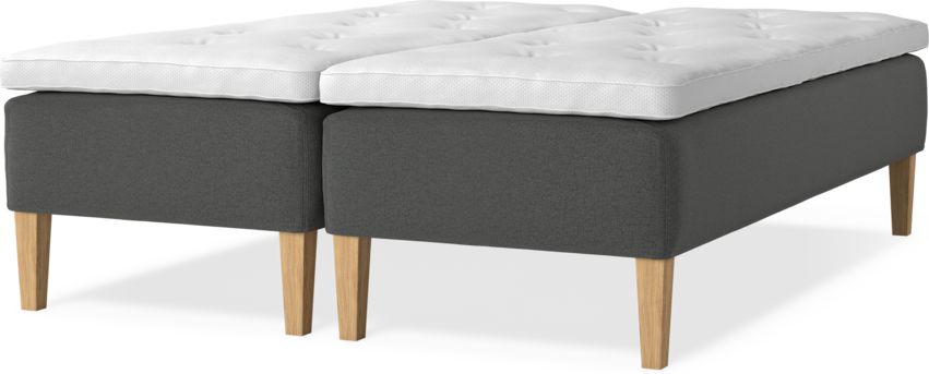 Delux Sense - Ramsäng, dubbelsäng med bäddmadrass - Grå