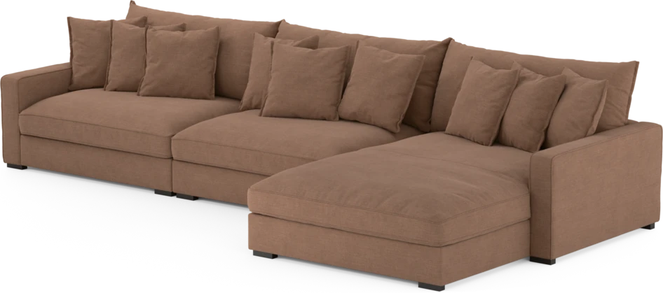 Rossi - 4-sits soffa med schäslong XL höger - Orange