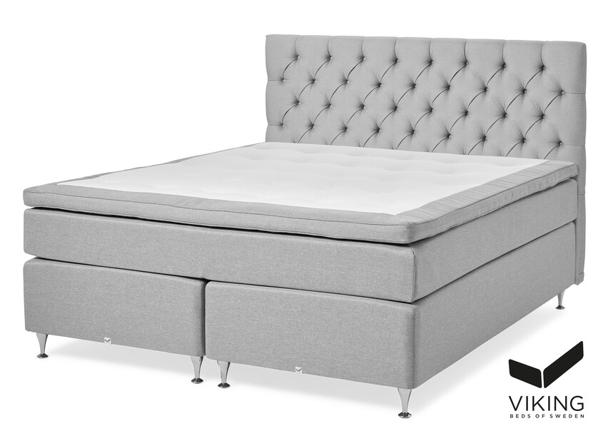Björkenäs Comfort - Kontinentalsäng, dubbelsäng 180 cm med bäddmadrass Björkenäs Comfort och sänggavel - Grå