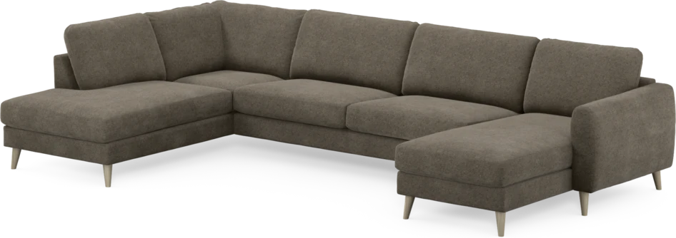 Bridge - 3-sits soffa med divan vänster och schäslong höger - Brun