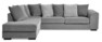 Town - 3-sits soffa med divan vänster - Grå