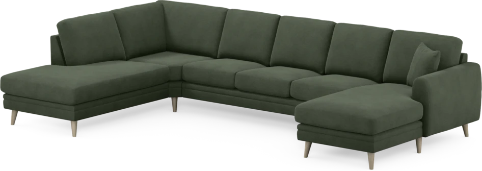 Eden - 3-sits soffa med divan vänster och schäslong höger - Grön