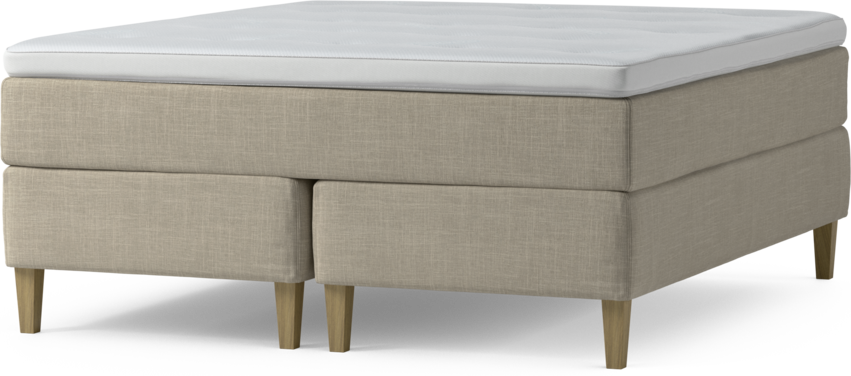 Delux Exclusive - Kontinentalsäng, dubbelsäng med bäddmadrass och sängben - Beige