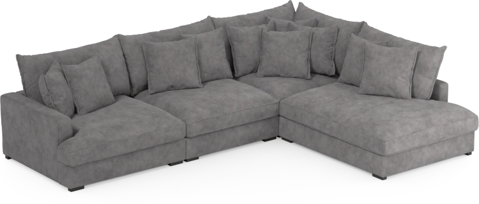 Rossi - 3-sits soffa med divan höger - Grå