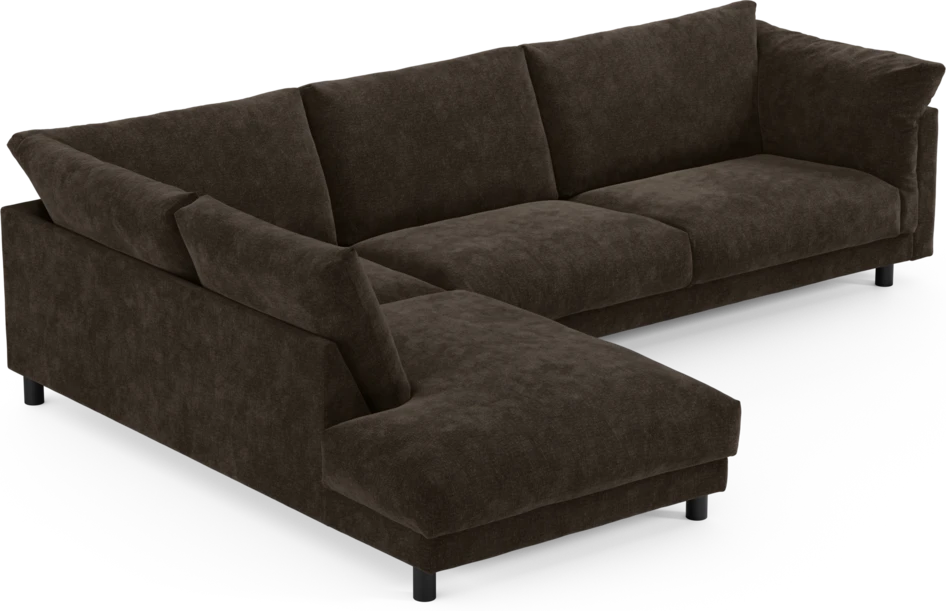 Cherrie - 3-sits soffa med divan vänster, fast klädsel - Brun
