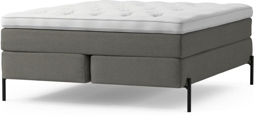 Delux Sense - Kontinentalsäng, dubbelsäng med bäddmadrass och sängben - Grå