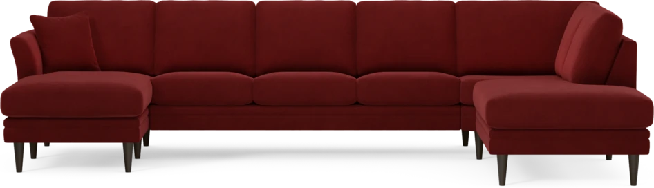 Eden - 3-sits soffa med schäslong vänster och divan höger - Röd
