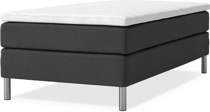 Roma Family - Kontinentalsäng, enkelsäng med bäddmadrass och sängben, B 105-140 - Grå