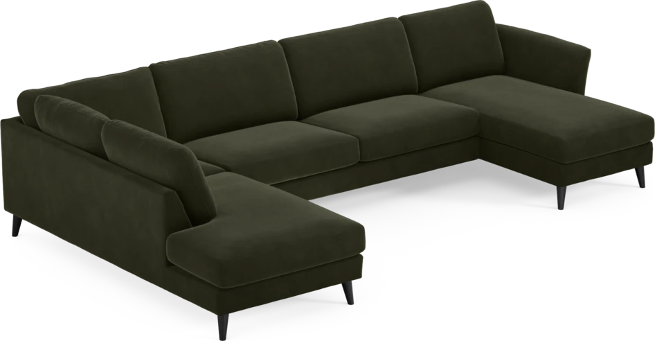 Bridge - 3-sits soffa med divan vänster och schäslong höger - Grön