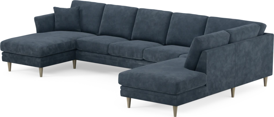 Eden - 3-sits soffa med schäslong vänster och divan höger - Blå