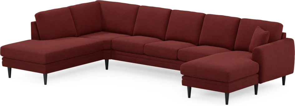 Eden - 3-sits soffa med divan vänster och schäslong höger - Röd