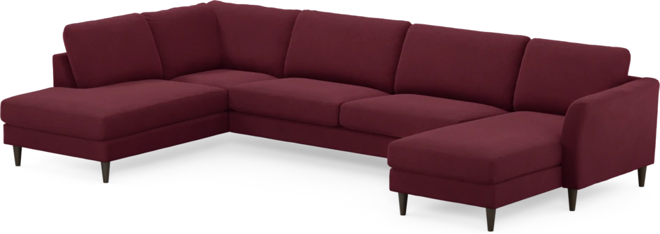 Bridge - 3-sits soffa med divan vänster och schäslong höger - Röd