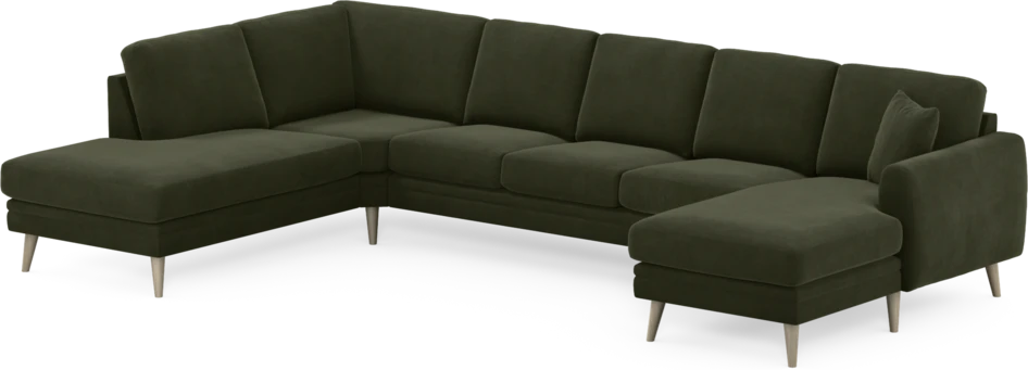 Eden - 3-sits soffa med divan vänster och schäslong höger - Grön