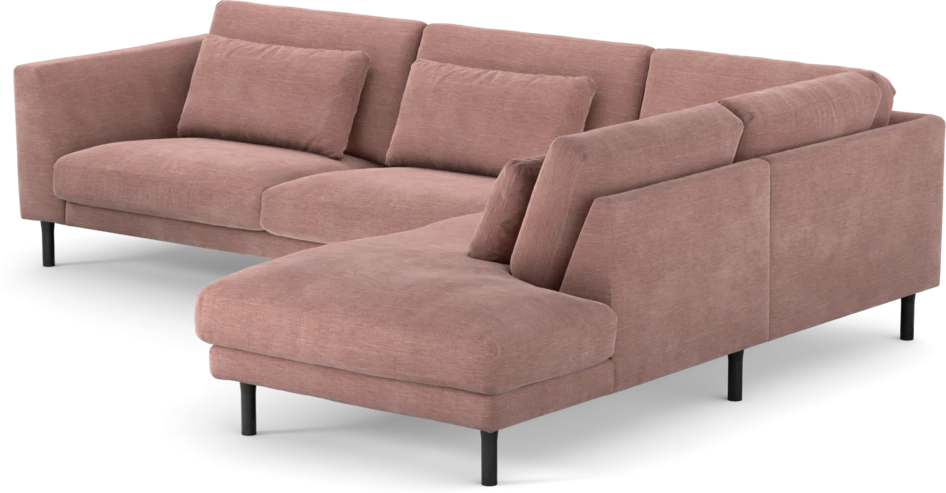 Willow - 3-sits soffa med divan höger, fast klädsel - Rosa